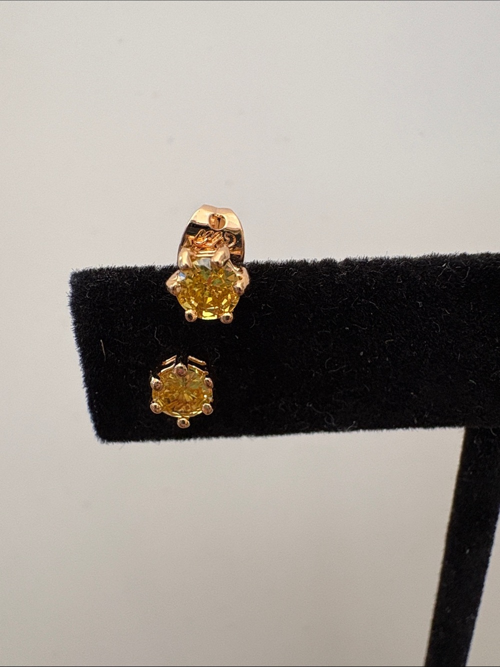 Pretty Bird Gold-Tone Stud Earrings with Yellow Stones